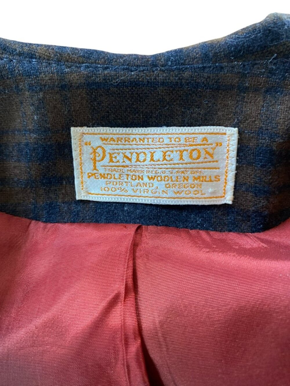Pendleton Wool Plaid Jacket Blazer 3/4 Sleeves Brown Black Classic 60s 70s Small - Picture 6 of 9
